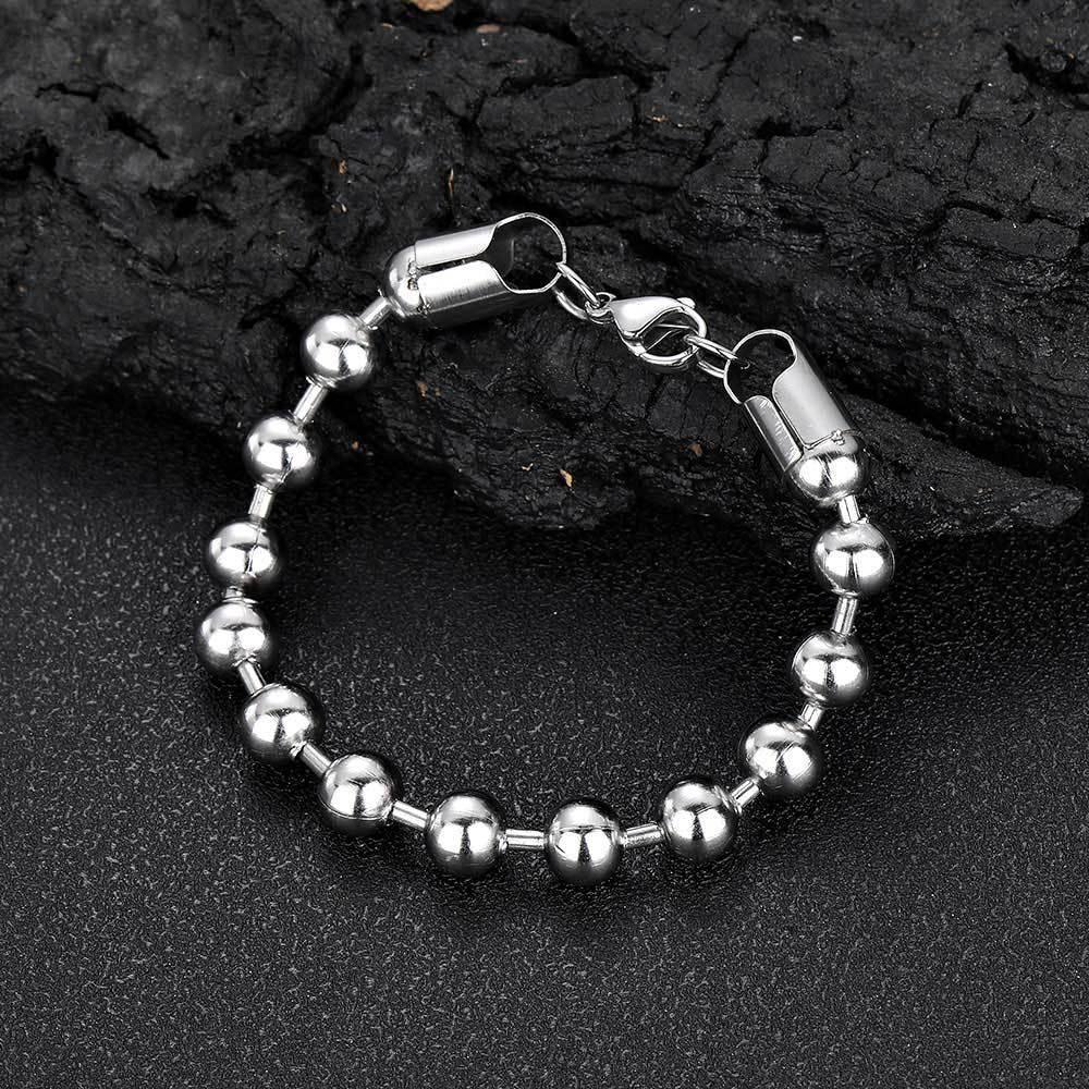 8mm Bead Chain Bracelet with Stainless Steel and 18K Gold for Men | Caratix Jewelry - CaratixJewelry